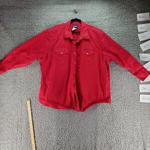 Wrangler Shirt Mens Bix 4X Red Long Sleeve Button-Up Brushpopper Pearl Snap